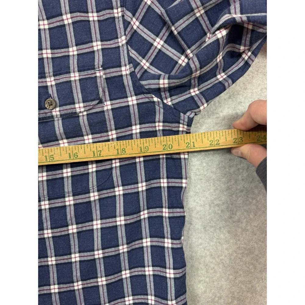 Banana Republic Shirt Mens Medium‎ Blue Plaid Luxe Flannel Preppy Casual Outdoor